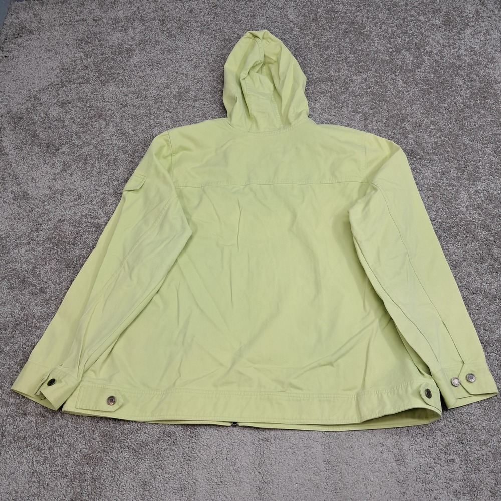 CJ Banks Womens 2X Lime Green Hooded Cotton Twill Full Zip Utility Jacket - Picture 4 of 8